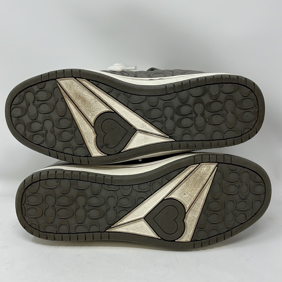 COACH NANETTE METALLIC QUILTED LEATHER C-LOGO VELCRO HIGH TOP SNEAKERS SZ 7.5.. - Picture 8 of 10